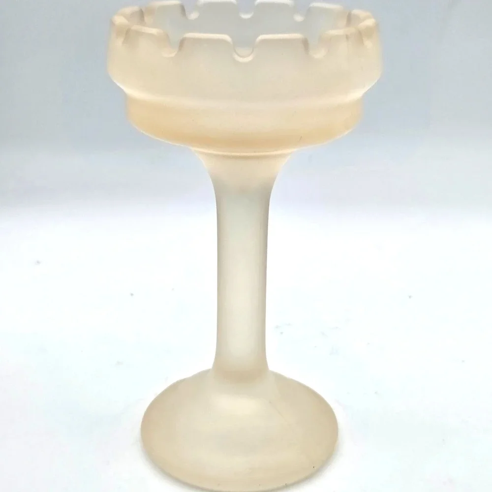 PartyLite Clairmont 10" Fairy Light Lamp Frosted‎ Candle Holder RARE Peach Satin - Picture 7 of 8